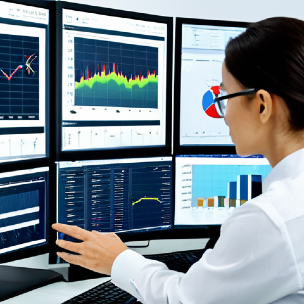 스마트물류 실무 문제 해결 경험담 - Data Analysis in a Modern Logistics Hub**
"A logistics professional analyzing data visualizations o...
