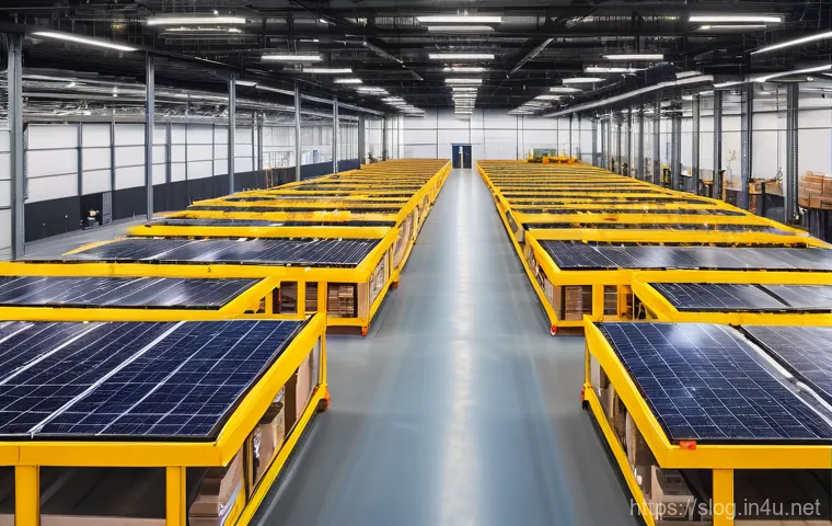 스마트물류 창고 관리 KPI 설정법 - A dynamic, futuristic scene within a sophisticated logistics warehouse where the concept of a "digit...