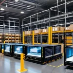 스마트물류 자격증 준비 체크리스트 - **Prompt 1: Futuristic Smart Warehouse Automation**
A wide shot of a highly automated, clean, an...