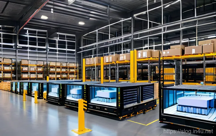 스마트물류 자격증 준비 체크리스트 - **Prompt 1: Futuristic Smart Warehouse Automation**
A wide shot of a highly automated, clean, an...