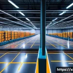 스마트물류 자격증 종류 - **Prompt:** A vibrant, futuristic logistics hub at night, showcasing advanced automation. In the for...